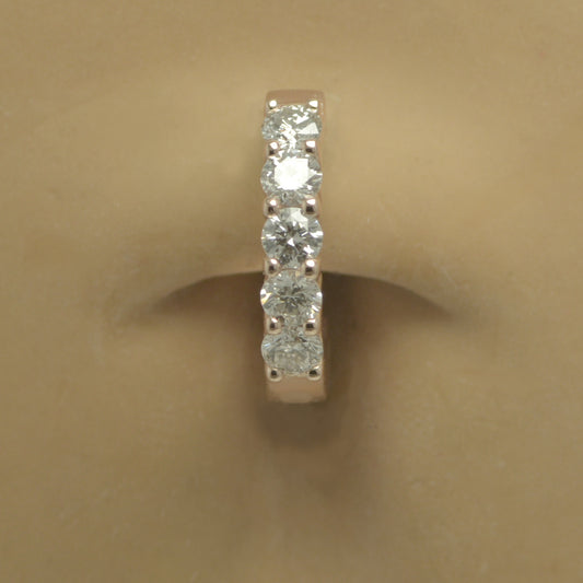 TummyToys® Solid Rose Gold with 5 Real Diamonds - TummyToys® Patented Clasp. Navel Rings Australia.