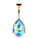 La Femme Teardrops Belly Bar with Rose Gold Plating - Fixed (non-dangle) Belly Bar. Navel Rings Australia.
