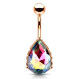 La Femme Teardrops Belly Bar with Rose Gold Plating - Fixed (non-dangle) Belly Bar. Navel Rings Australia.