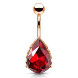 La Femme Teardrops Belly Bar with Rose Gold Plating - Fixed (non-dangle) Belly Bar. Navel Rings Australia.