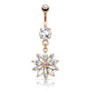 Isabella Bloom Belly Bar with Rose Gold Plating
