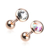 Classic Bezel Stud Body Jewellery with Rose Gold Plating. Labret, Monroe, Tragus and Cartilage Earrings.