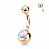 Charlie's Iridescent Stone Belly Ring with Rose Gold Plating