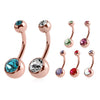 Classique Gem Belly Bars with Rose Gold Plating