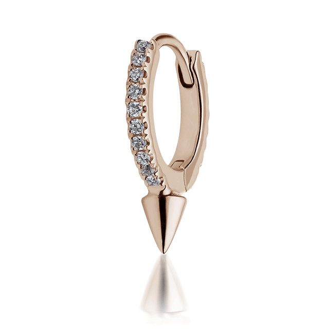 Single Short Spike Diamond Eternity Clicker Earring by Maria Tash in 18K Rose Gold