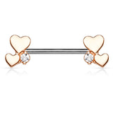 Lovers Combined Nipple Jewellery with Rose Gold Plating - Nipple Ring. Navel Rings Australia.