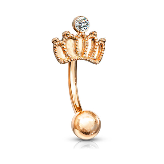 16g Petite Royal Princeria Reverse Navel Ring with Rose Gold Plating - Reverse Top Down Belly Ring. Navel Rings Australia.