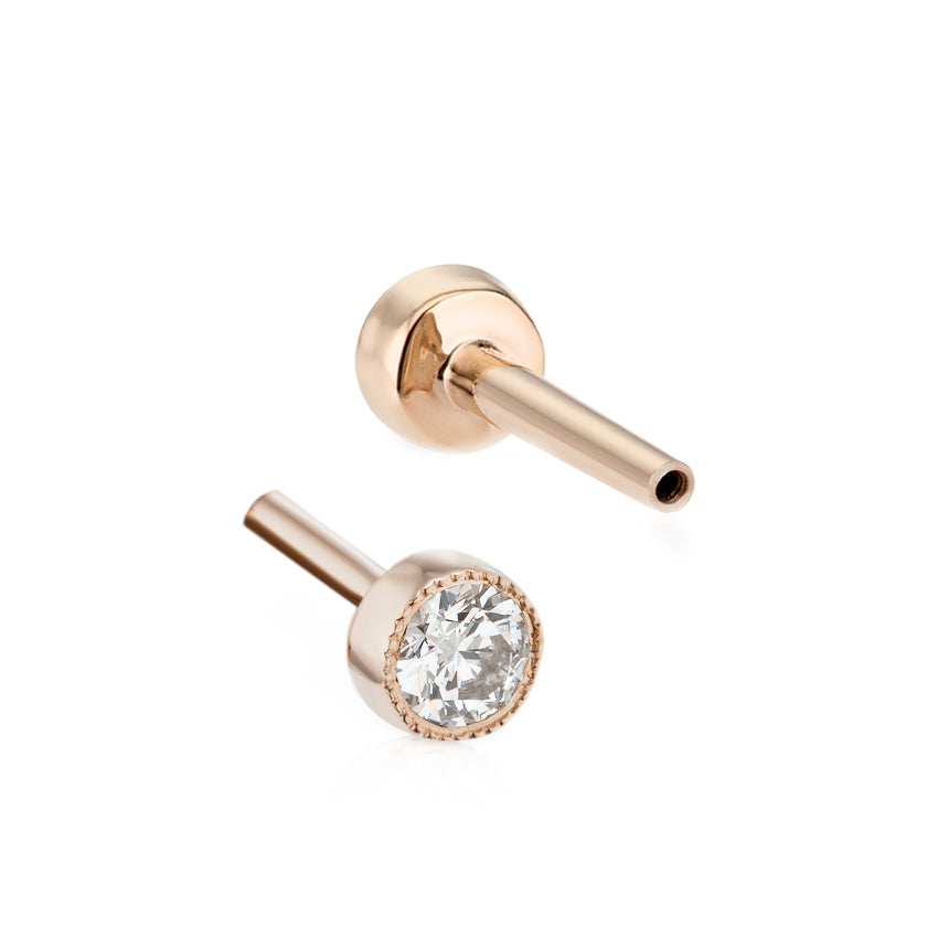Threaded 2.5mm Diamond Backing in Rose Gold by Maria Tash - Earring. Navel Rings Australia.
