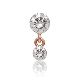 Invisible Set Diamond Dangle Threaded Stud by Maria Tash in 18K Rose Gold. Flat Stud.