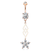 Geo Drop Floral Belly Ring with Rose Gold Plating
