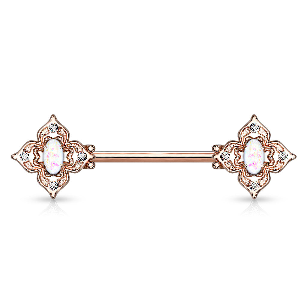 Opal Dusk Nipple Jewellery with Rose Gold Plating - Nipple Ring. Navel Rings Australia.