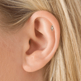 Four Ball Trinity Earring by Maria Tash in 14K Rose Gold. Flat Stud.