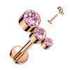 Internally Threaded Rose Titanium Trio Body Jewellery. Labret, Monroe, Tragus and Cartilage Earrings.