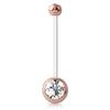 Mamma Mia Clear Flex Gem Maternity Belly Ring with Rose Gold Plated Balls