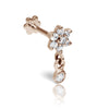 4.5mm Diamond Flower and Dangle Threaded Stud Earring by Maria Tash in 14K Rose Gold. Flat Stud.