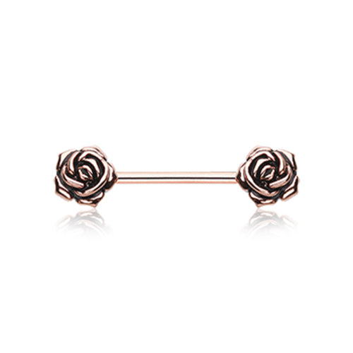 Rose Gold Vintage Flower Nipple Barbell Ring - Nipple Ring. Navel Rings Australia.