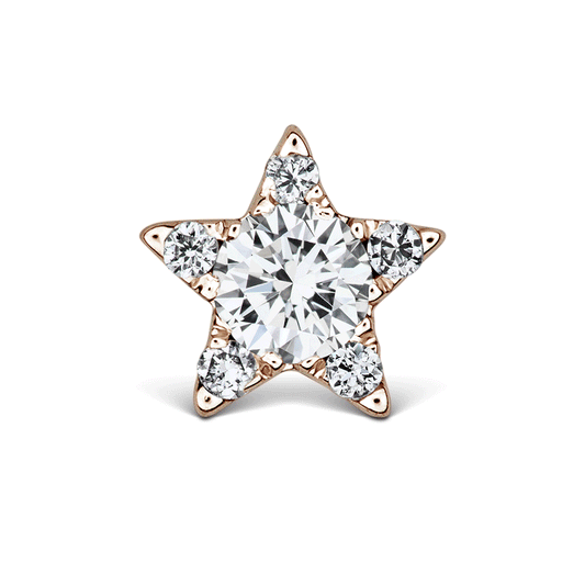Diamond Star Earring by Maria Tash in 14K Rose Gold. Flat Stud.