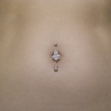 Glacial Diamanté Belly Button Ring - Fixed (non-dangle) Belly Bar. Navel Rings Australia.