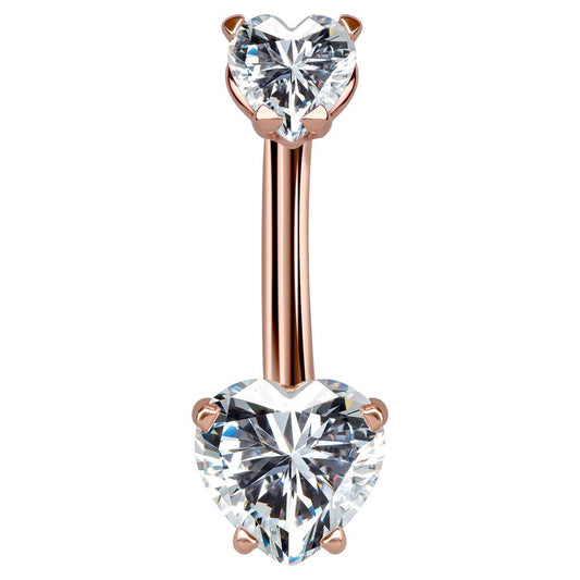 14K Rose Gold Loved Up Gem Belly Rings - Basic Curved Barbell. Navel Rings Australia.