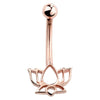 14K Rose Gold Lotus Flower Belly Bar