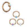 FLAT Opal Captive Belly Rings with Rose Gold Plating