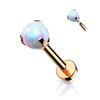Mystic Opal Internally Threaded Earring with Rose Gold Plating. Tragus and Cartilage Jewellery.