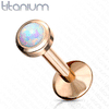 16g Solid Rose Titanium Opal Body Jewellery. Labret, Monroe, Tragus and Cartilage Earrings.