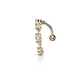 Opaline Top Drop Belly Bar with Rose Gold Plating - Reverse Top Down Belly Ring. Navel Rings Australia.