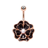 Rose Gold Anemone Belly Ring - Fixed (non-dangle) Belly Bar. Navel Rings Australia.