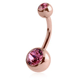 Classique Gem Belly Bars with Rose Gold Plating - Basic Curved Barbell. Navel Rings Australia.