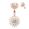 Marquise Fleurir Internally Threaded Belly Bar with Rose Gold Plating