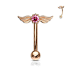 16g Petite Angel Wing Reverse Navel Ring with Rose Gold Plating
