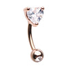 16g Petite Heart Reverse Belly Bar with Rose Gold Plating