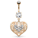 Pour Toujours La Romance Belly Bar with Rose Gold Plating - Dangling Belly Ring. Navel Rings Australia.