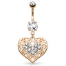 Pour Toujours La Romance Belly Bar with Rose Gold Plating - Dangling Belly Ring. Navel Rings Australia.