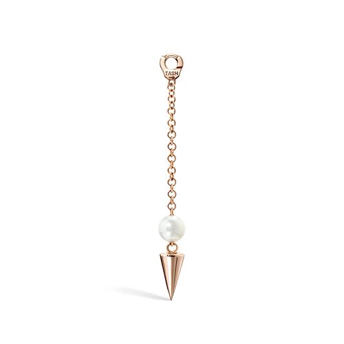 Pearl and Spike Pendulum Charm by Maria Tash in Rose Gold.