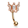 16g Petite Sphinx Crystal Reverse Navel Ring with Rose Gold Plating