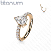Saccharine Quartz Titanium Clicker Earring with Rose Gold Plating