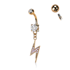 Crystallised Thunder Bolt Belly Dangle with Rose Gold Plating