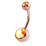 Classique Gem Belly Bars with Rose Gold Plating - Basic Curved Barbell. Navel Rings Australia.