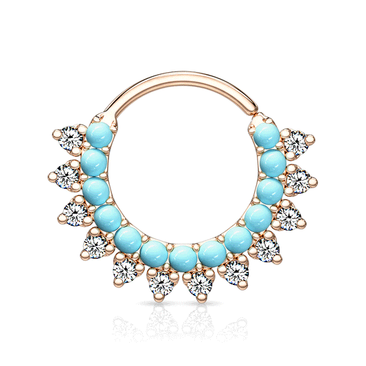 Turquoise Bahamas Bendable Hoop Body Jewellery with Rose Gold Plating