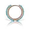 Turquoise and Diamond Five Row Pavé Hoop Earring (Bottom Hinge) by Maria Tash in Rose Gold
