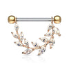 Crystal Vinnì Vine Drop Nipple Bar with Rose Gold Plating