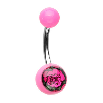Rose Passion Belly Bar - Basic Curved Barbell. Navel Rings Australia.