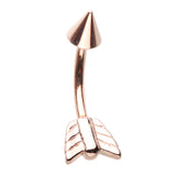 16g Petite Split Arrow Navel Ring with Rose Gold Plating - Split Spinal Belly Bar. Navel Rings Australia.