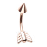 16g Petite Split Arrow Navel Ring with Rose Gold Plating - Split Spinal Belly Bar. Navel Rings Australia.