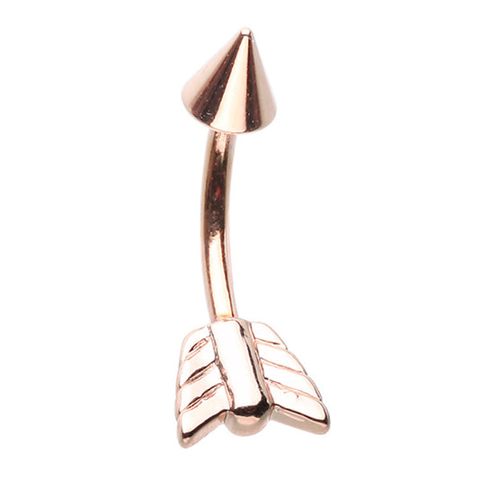 16g Petite Split Arrow Navel Ring with Rose Gold Plating - Split Spinal Belly Bar. Navel Rings Australia.