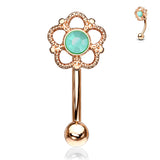 16g Petite Eleanor Reverse Navel Ring with Rose Gold Plating - Reverse Top Down Belly Ring. Navel Rings Australia.