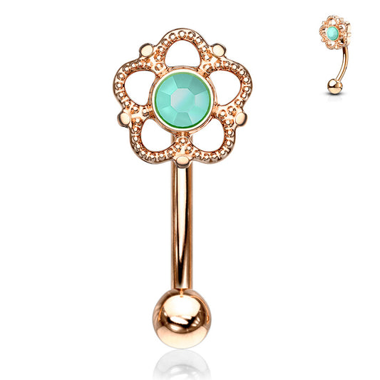 16g Petite Eleanor Reverse Navel Ring with Rose Gold Plating - Reverse Top Down Belly Ring. Navel Rings Australia.