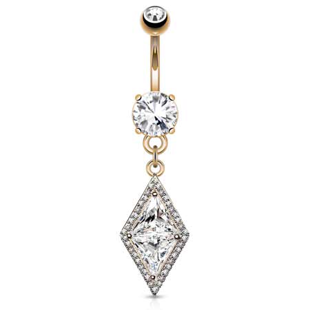 Diamonds Forever Belly Drop with Rose Gold Plating - Dangling Belly Ring. Navel Rings Australia.
